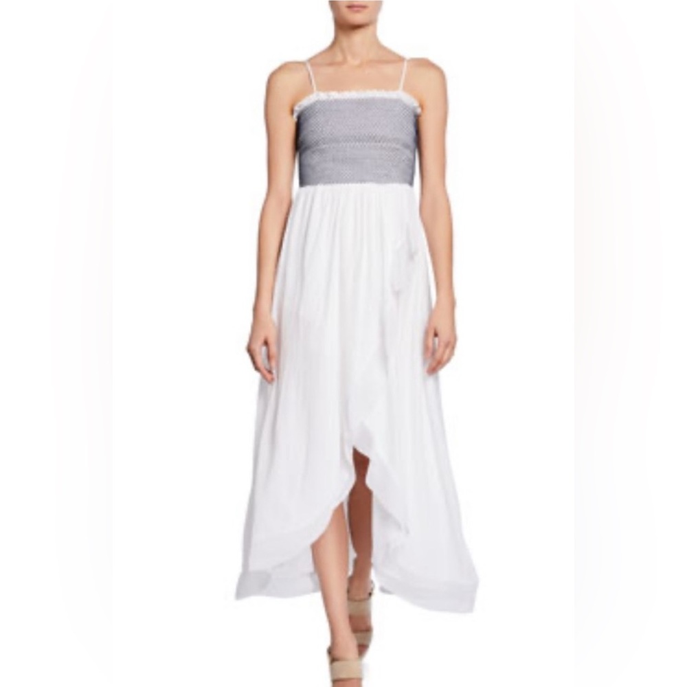 NWT Ramy Brook “Demetra” Strapless White and Navy Midi Dress Size S